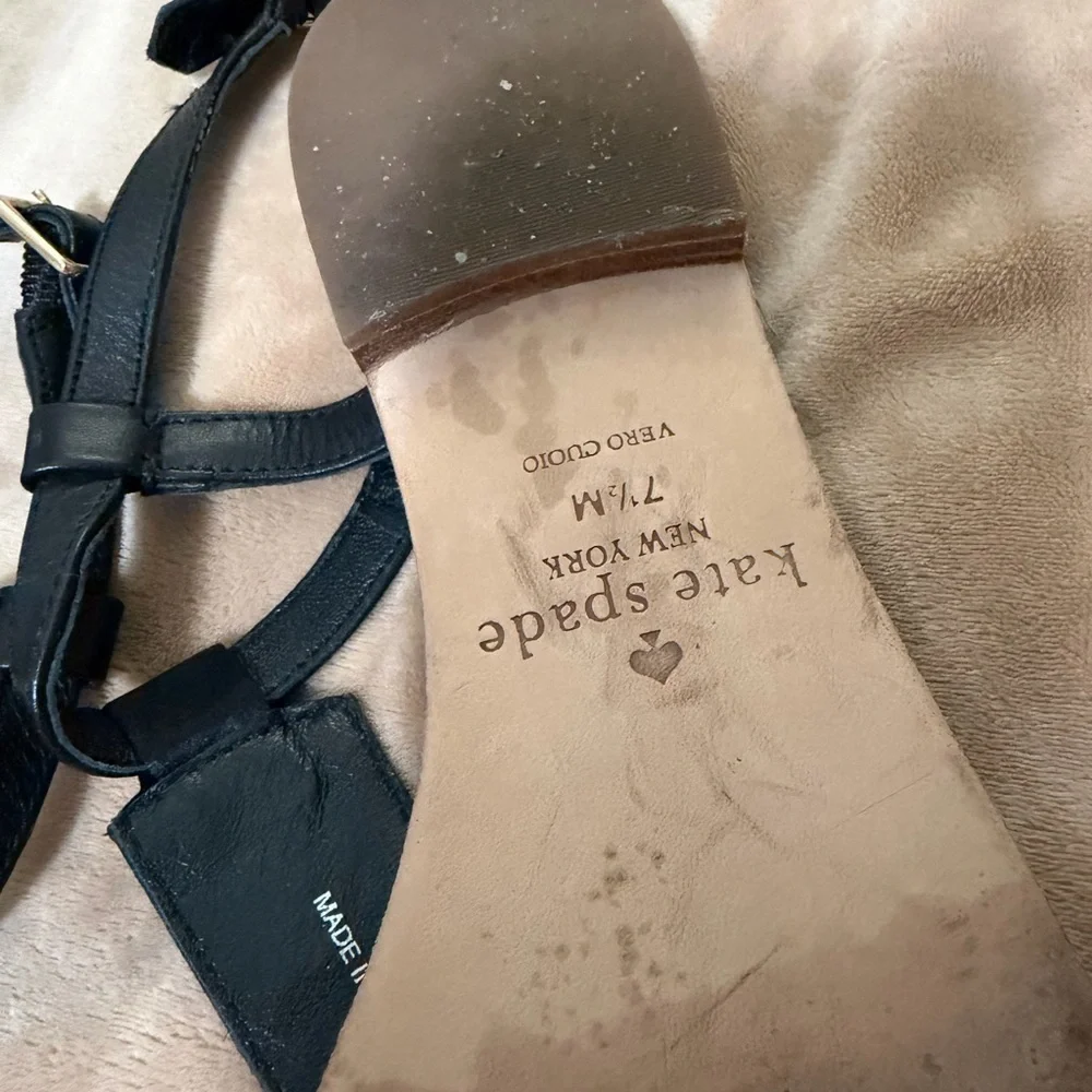 Kate Spade Saborsa Black and Pink Beaded Dress Sandals 7.5M